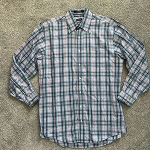 Men's Overton Blue & Pink Plaid Button Down Shirt- Size Medium